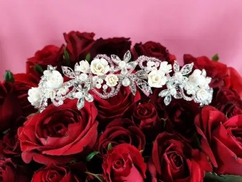 5701  Pink Toned Floral Headband $0 default Silver/Pink thumbnail