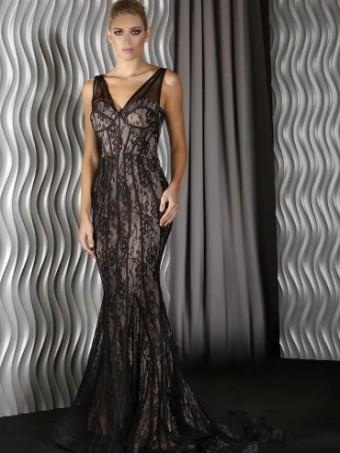 J9007 By Jadore Evening $0 default Black/Nude thumbnail