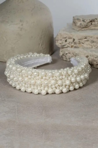 Statement Pearl Headband $0 default Ivory thumbnail