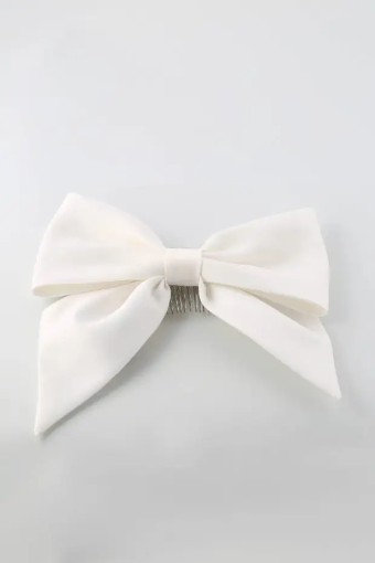 Satin Hair Bow $0 default Ivory thumbnail