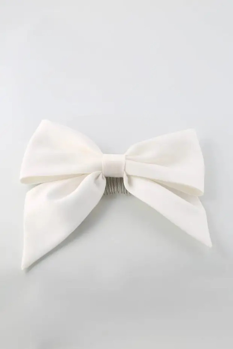 Satin Hair Bow #0 default Ivory picture