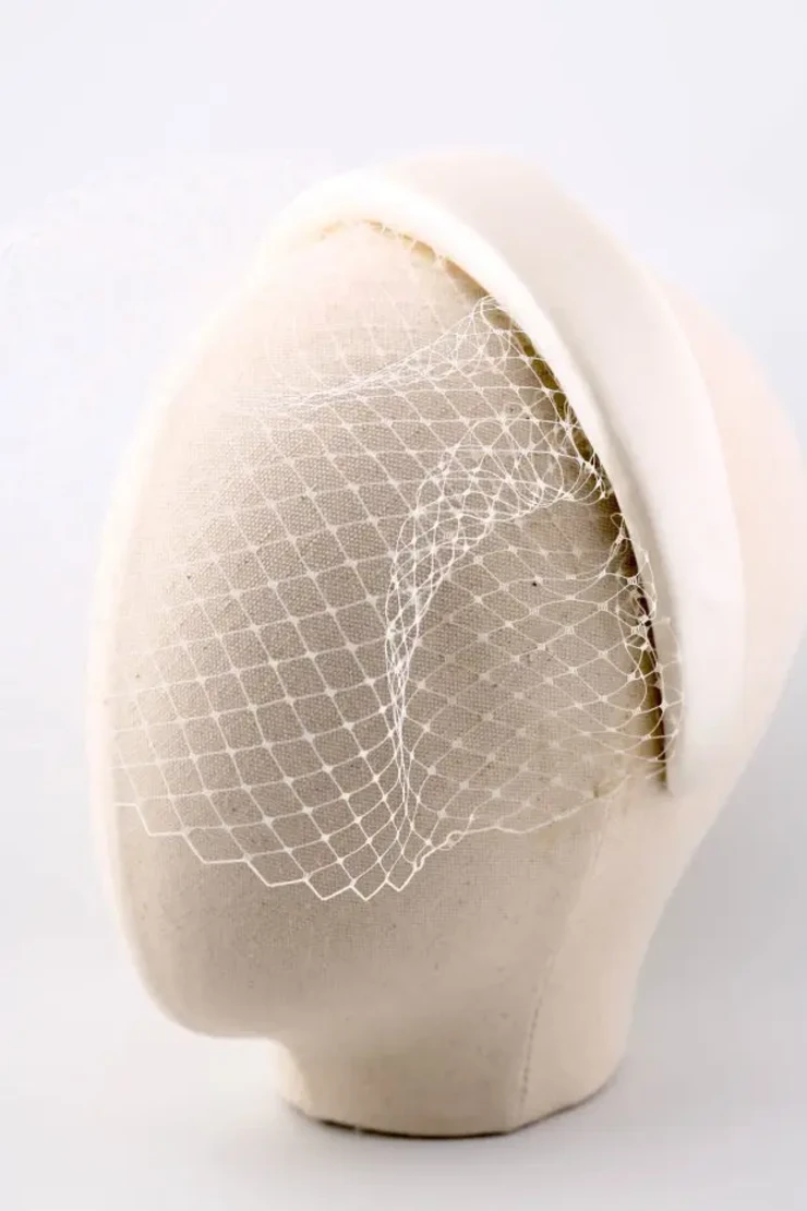 Birdcage Padded Satin Headband #0 default Ivory picture