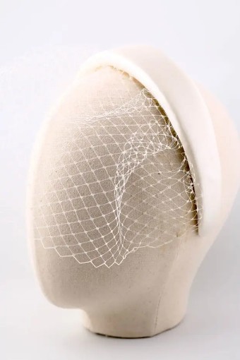 Birdcage Padded Satin Headband $0 default Ivory thumbnail