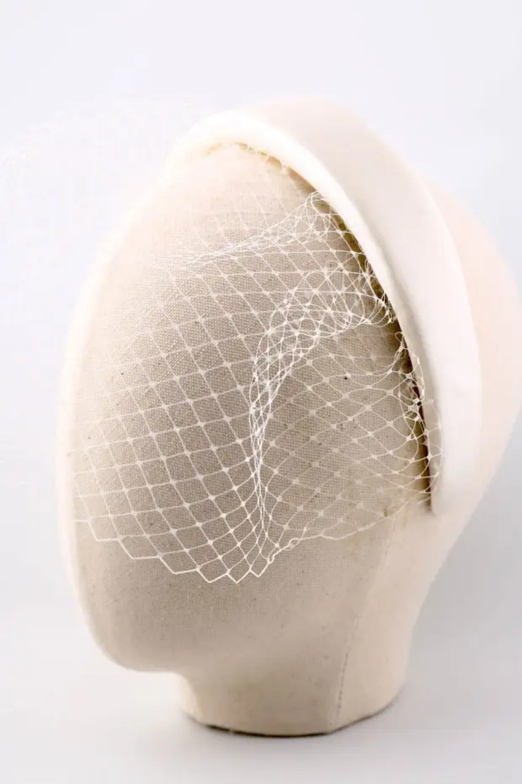 Birdcage Padded Satin Headband #0 default Ivory picture