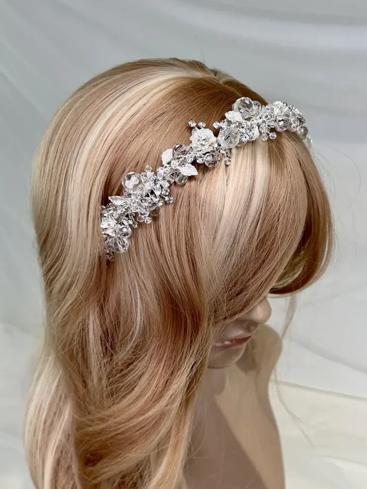 WH771, QUINN SILVER CRYSTAL HEADBANDSILVER2.5CM #2 default Silver picture