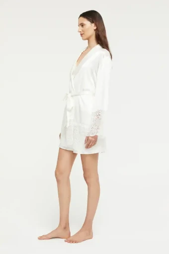 Silk Lace Robe By Fashionata $3 Creme thumbnail