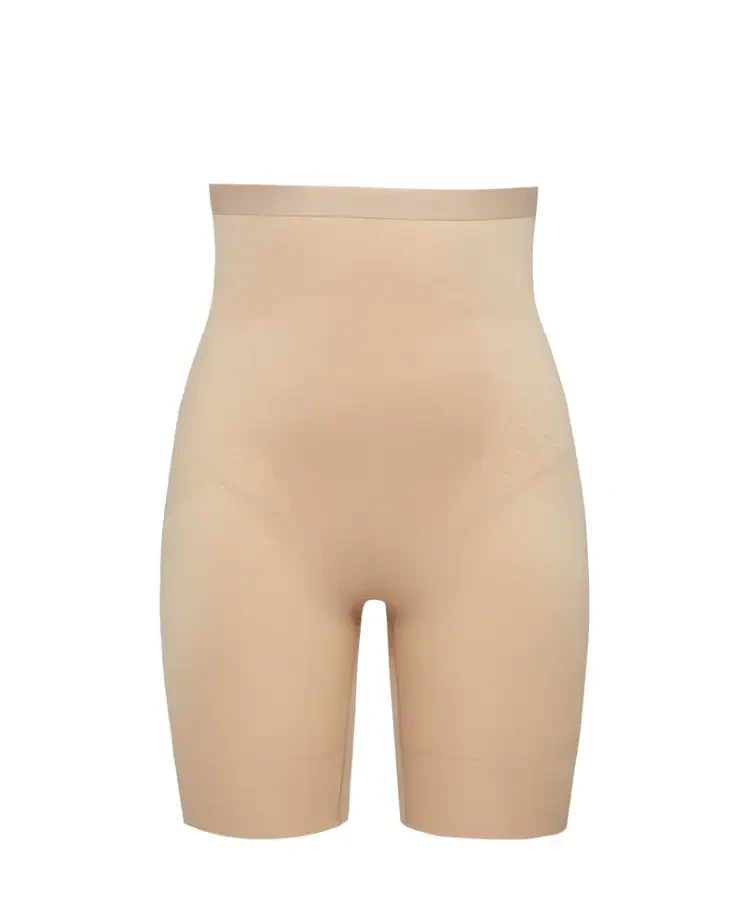 High-Waisted Mid-Thigh Short By Fashionata #0 default Champagne/Beige picture