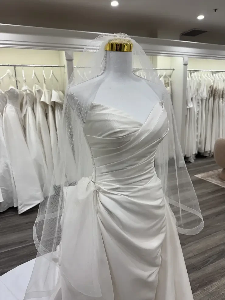 314, 30"/45", 2 Tier, 3/4 Width, Rouched Top Horsehair hem #2 default Silk White picture